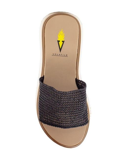Volatile Black Portobello Platform Wedge Sandal