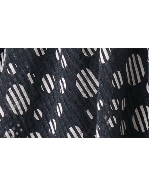 Akris Punto Black Circle Print Burnout Stripe Flared Skirt