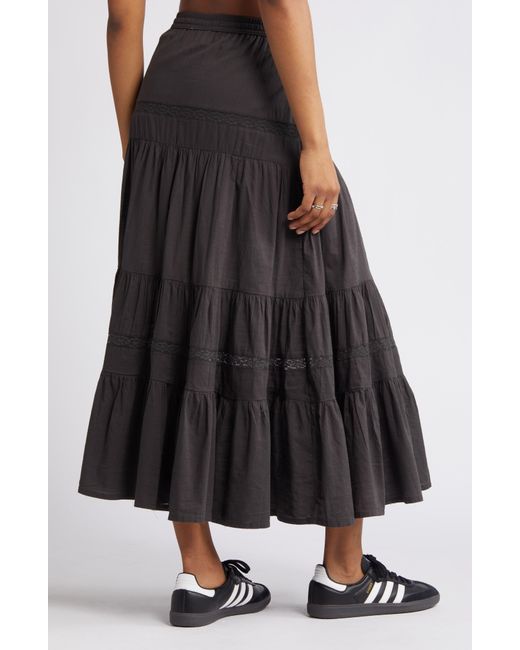BP. Black Tiered Cotton Maxi Skirt