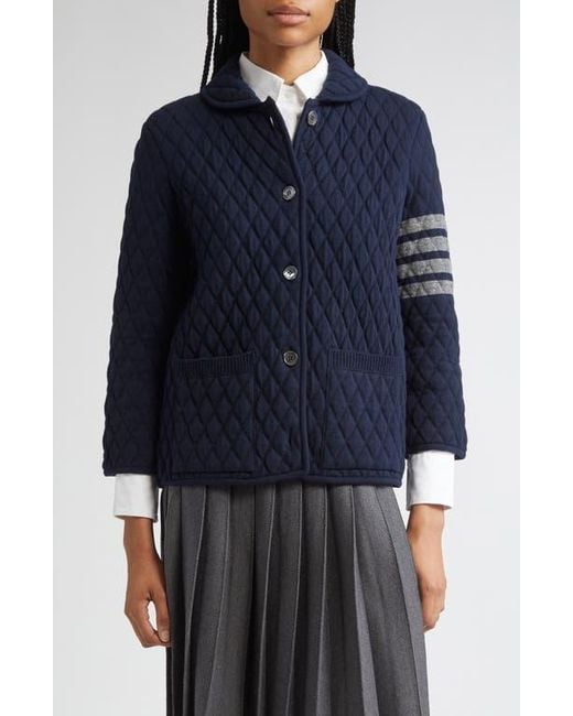 Thom Browne Blue 4-Bar Quilted Virgin Wool Blend Jacket