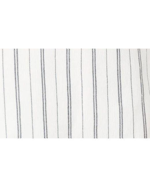 Gibsonlook White Pinstripe Ruched Sleeve Blazer