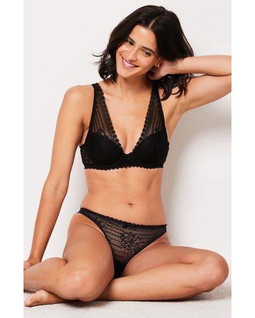 Etam Black Panama Lace Thong