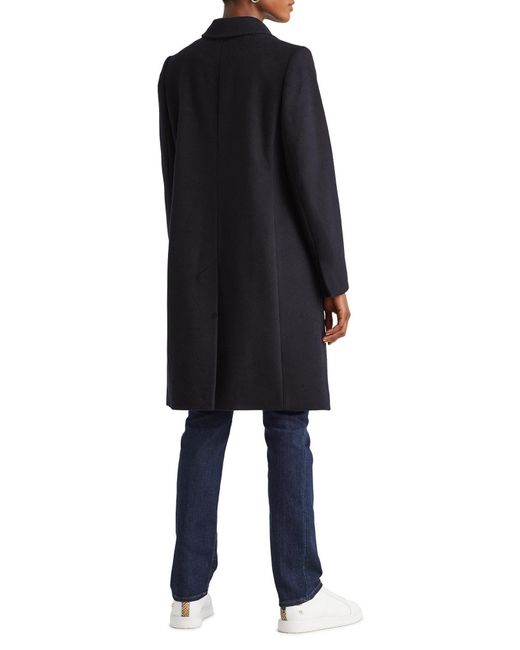 Lauren by Ralph Lauren Crest Wool Blend Coat in Black Lyst