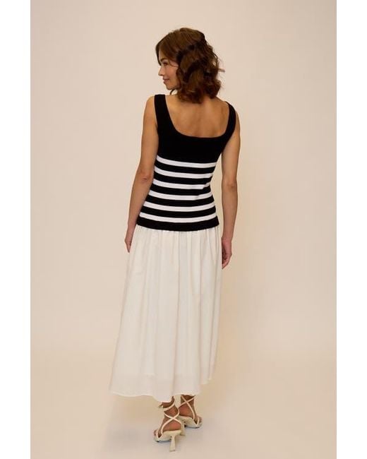 Central Park West Natural Sienna Squareneck Twofer Midi Dress