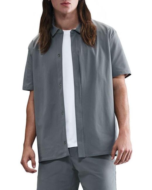 Nike Gray 24.7 Perfectstretch Dri-Fit Short Sleeve Button-Up Shirt for men