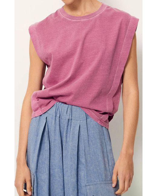 Sessun Pink Sessùn Orlando Pleat Shoulder Sleeveless T-shirt