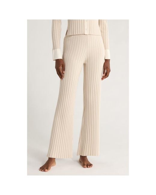 Lunya White Cozy Cotton Blend Rib Knit Pants