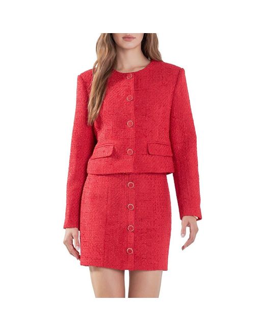 Endless Rose Red Tweed Crop Jacket
