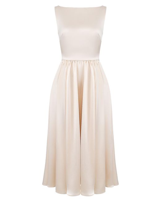 House Of Cb Natural Shayla Satin Midi Cocktail Dress