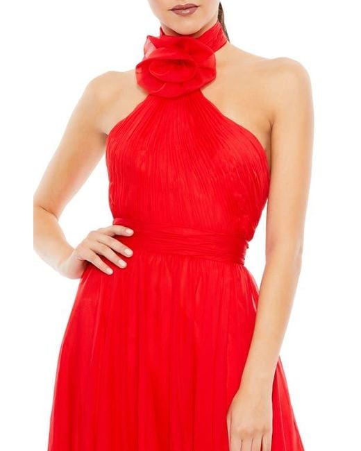 Mac Duggal Asymmetrical Halter Neck Tiered A Line Gown