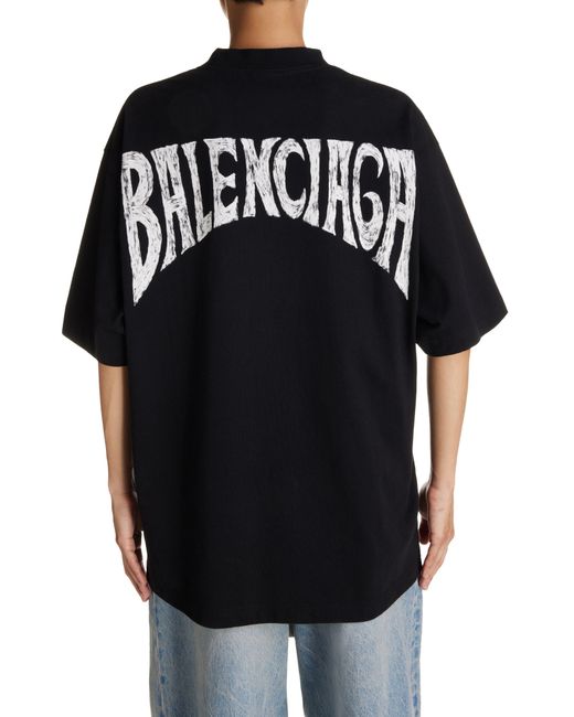 Balenciaga Black Paris Tropical Relaxed Fit Stretch Jersey Graphic T-shirt