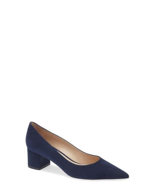 Stuart Weitzman Blue Stuart Power 50 Block Heel Pump