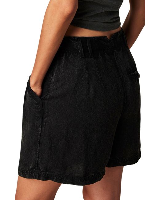 Free People Black Calla Pleated Linen Blend Trouser Shorts