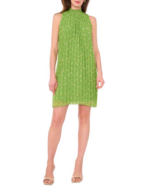 Halogen® Green Halogen(r) Floral Pleat Swing Dress