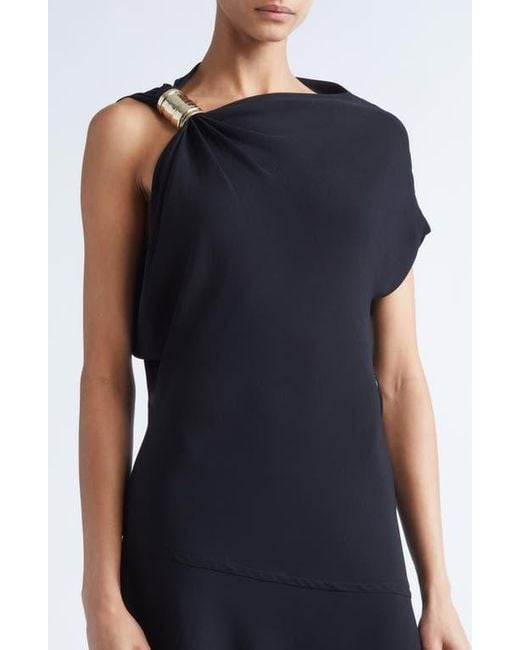 Proenza Schouler Blue Rue Asymmetric Matte Crepe Dress