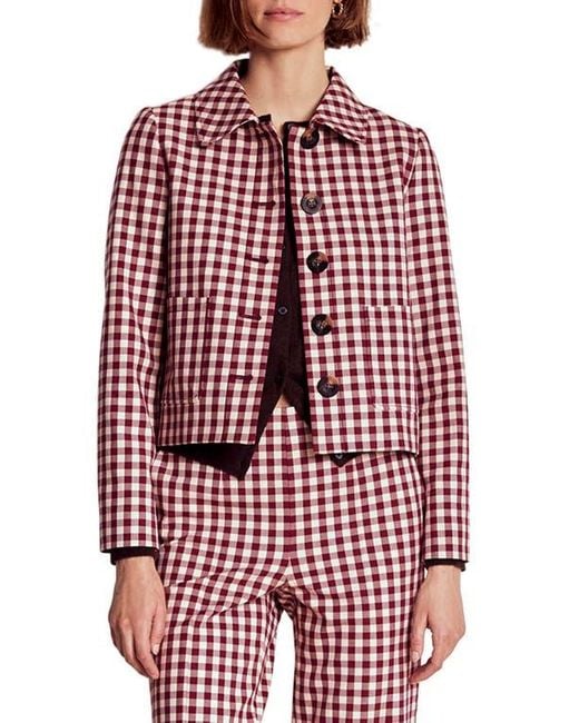 Boden Red Knightsbridge Gingham Jacket