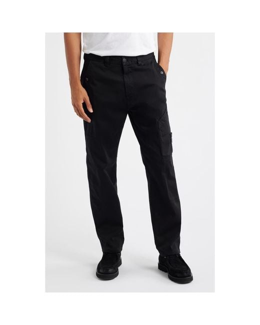 Stone Island Black Regular Fit Stretch Cotton Cargo Pants for men