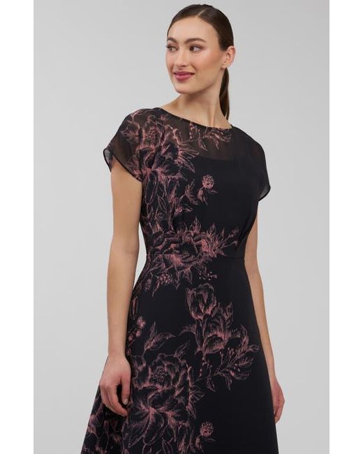 Kay Unger Black Mariellla Floral Cocktail Dress