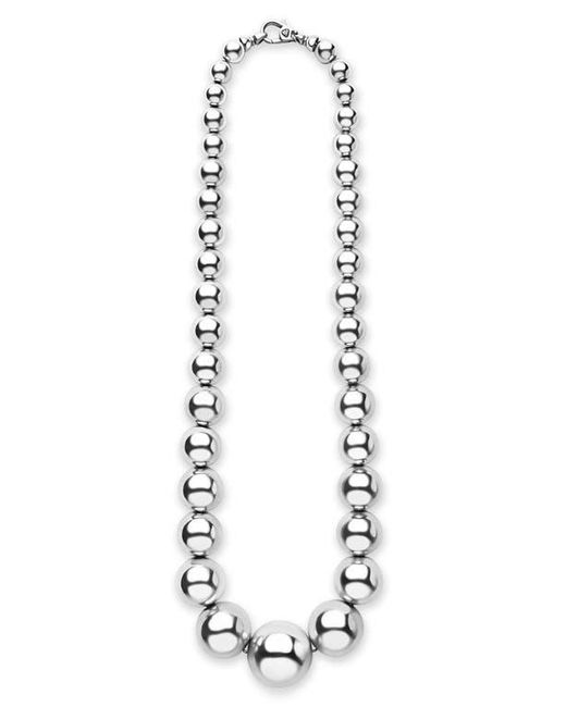 Lagos Metallic Caviar Bubbly Graduated Bead Long Necklace