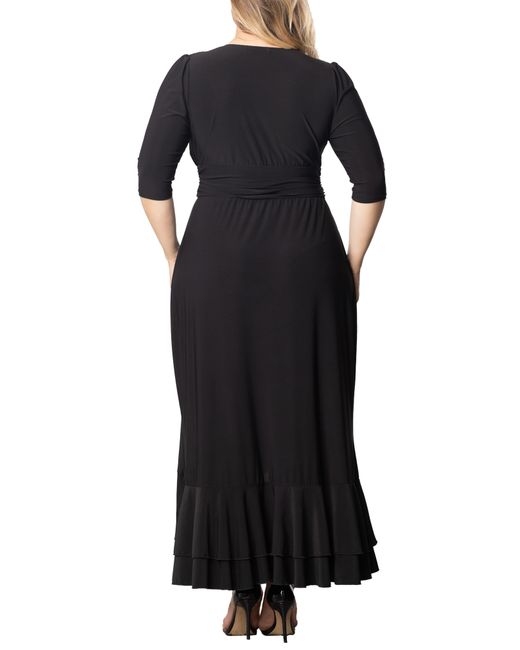 Kiyonna Black Veronica Ruffled High-low Evening Gown