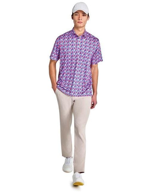 Con.struct Purple Regular Fit Stars & Stripes Recycled Performance Golf Polo for men