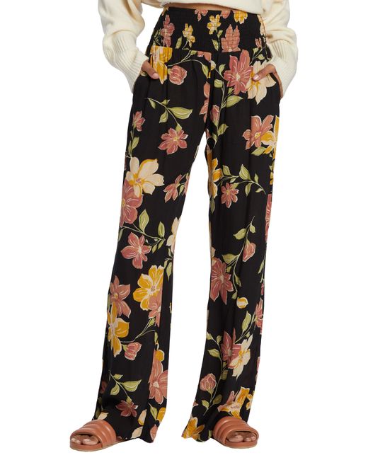 Billabong Smooth Sailing Floral Wide Leg Pants in Black Lyst