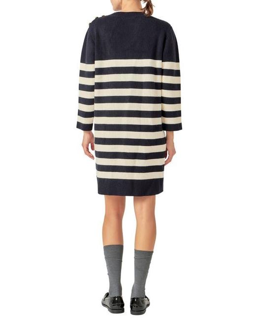 English Factory Black Stripe Long Sleeve Sweater Dress