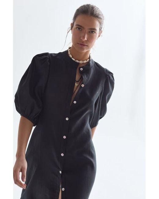 Lanhtropy Blue Bubble Linen Dress