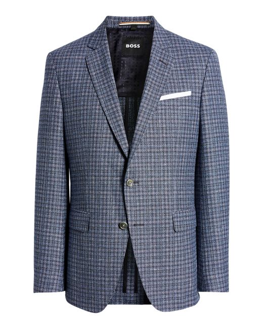 BOSS by HUGO BOSS Hutson Plaid Wool Blend Sport Coat in Blue for Men | Lyst