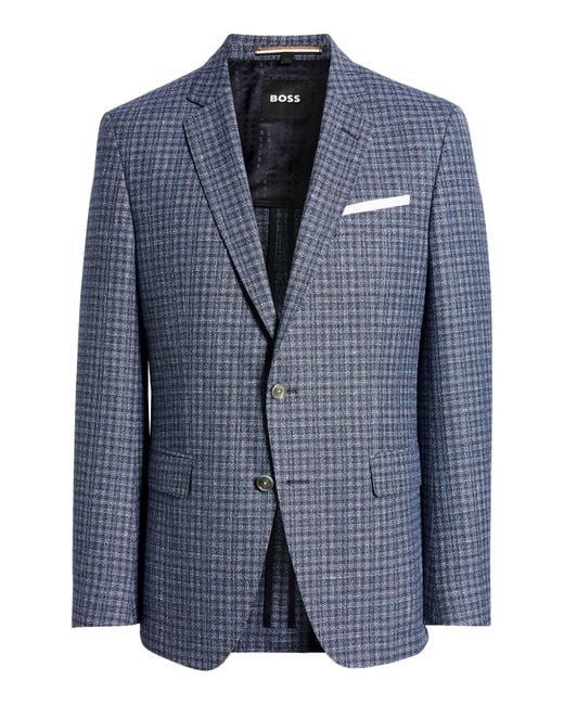BOSS by HUGO BOSS Hutson Plaid Wool Blend Sport Coat in Blue for Men Lyst