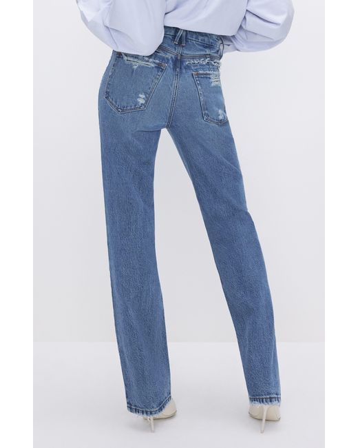 GOOD AMERICAN Blue Good '90s Ripped Relaxed Jeans