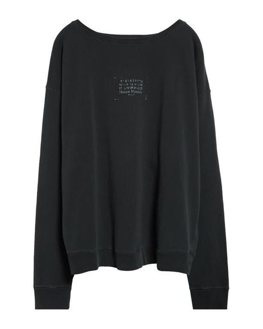 Maison Margiela Black Numeric Motif Cotton Jersey Graphic Sweatshirt for men