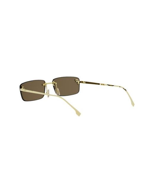 Fendi Brown First Crystal 54Mm Rimless Rectangular Sunglasses