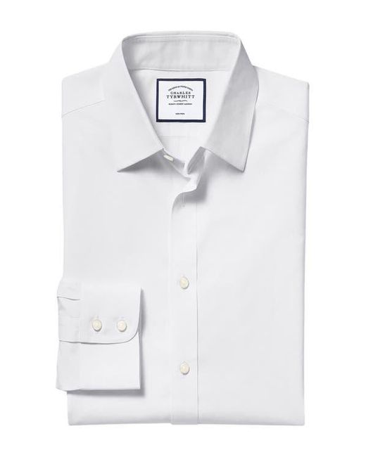 Charles Tyrwhitt White Non-Iron Poplin Slim Fit Shirt Double Cuff for men