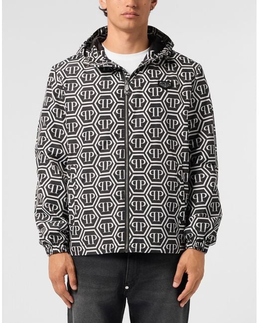 Philipp Plein Gray Nylon Jacket Monogram for men