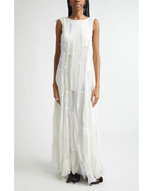Collina Strada White Primrose Patchwork Maxi Dress