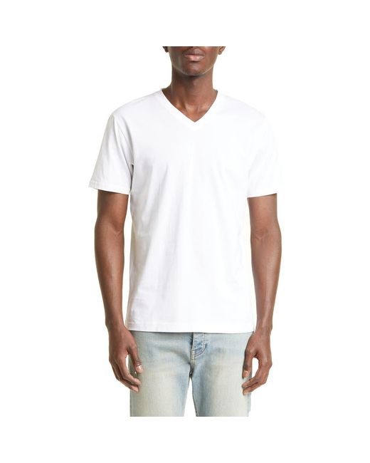 Sunspel White V-Neck T-Shirt for men