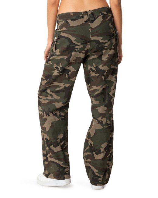 Edikted Aya Camo Print Low Rise Cargo Pants in Green Lyst