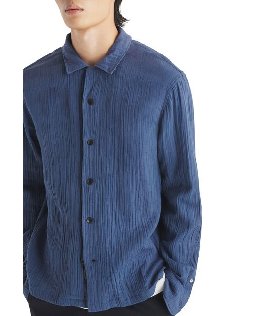 Rag & Bone Blue Avery Resort Gauze Button-up Shirt for men