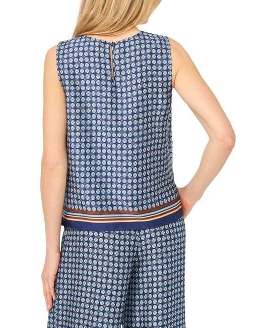Halogen® Blue Geo Print Sleeveless Shell