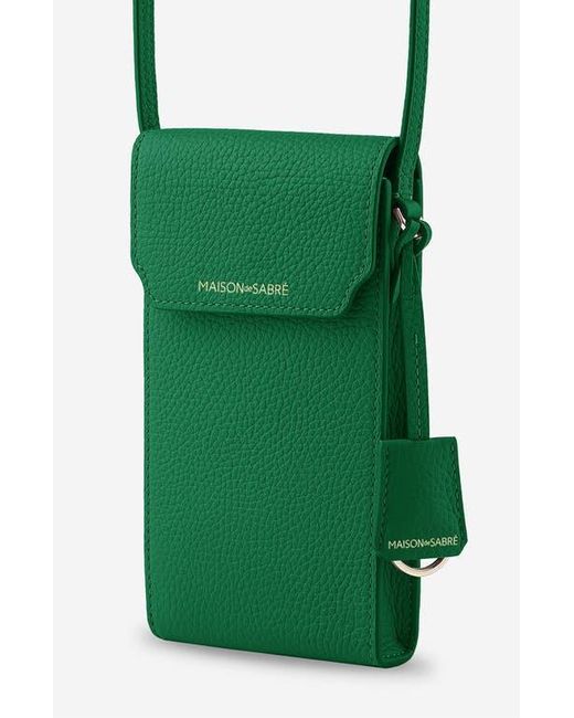 Maison De Sabre Green Leather Phone Pouch