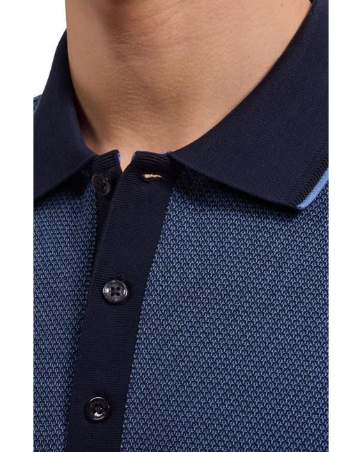 Bugatchi Blue Three Button Cotton Polo for men