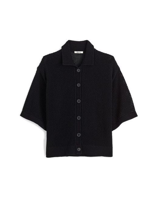 Madewell Black Open Stitch Button Front Cardigan