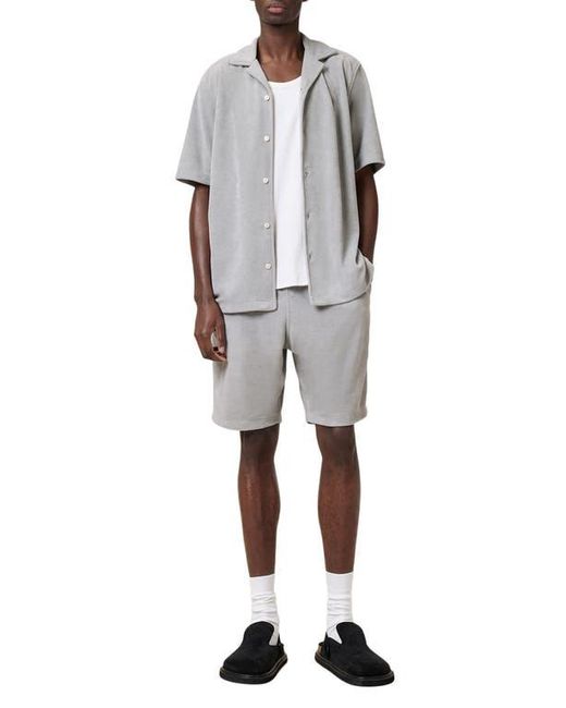 AllSaints Gray Felix Towelling Sweat Shorts for men