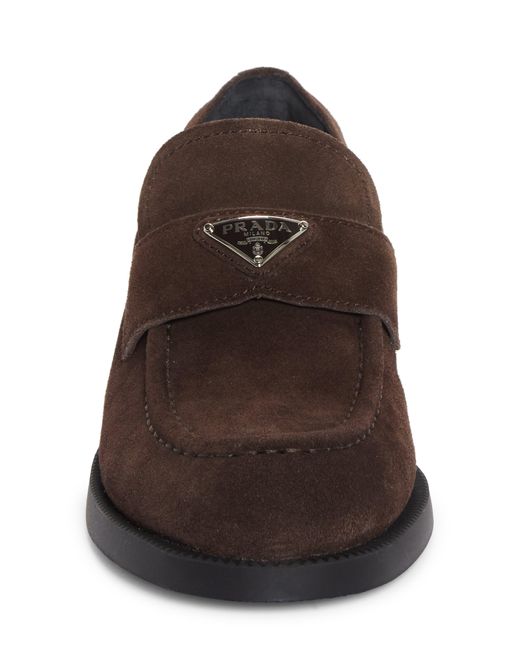 Prada Brown Triangle Logo Loafer