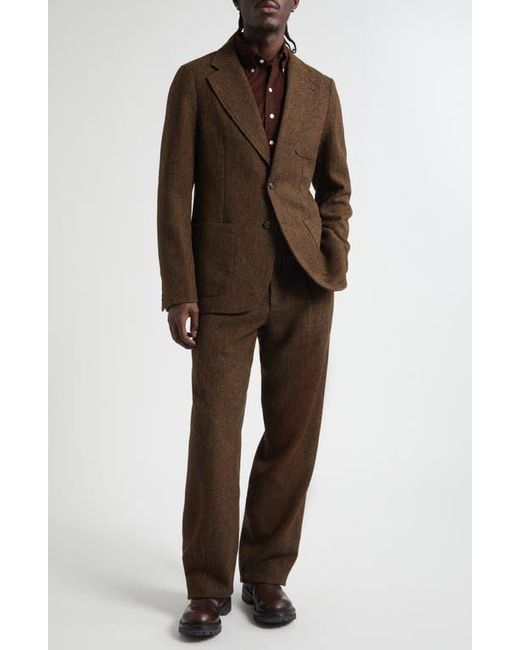 Noah NYC Brown Wool Herringbone Sack Jacket for men