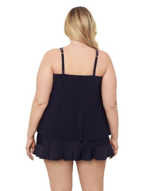 Aqua Green Plus Size Keyhole High Neck Full Coverage Adjustable Tankini ...