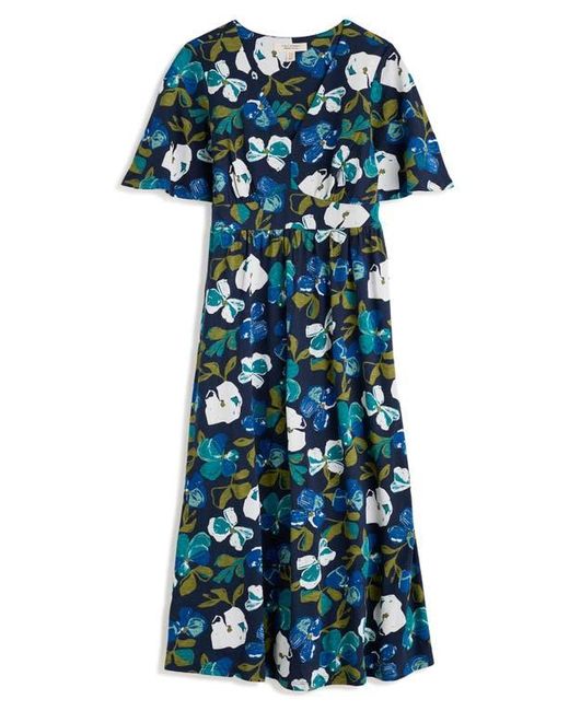 Seasalt Cornwall Blue Chateaux Floral Print Organic Cotton Midi Dress