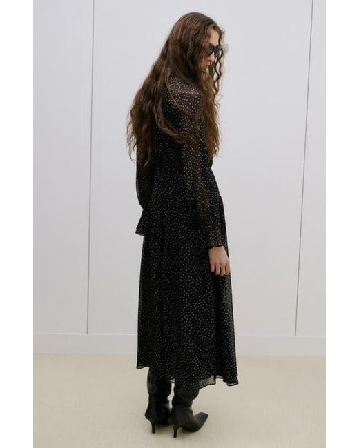 mango black long sleeve dress MANGO - Ruched Midi Dress Black