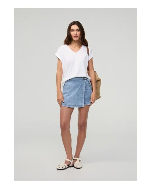 DU/ER White Performance Denim Lite Wrap Skort